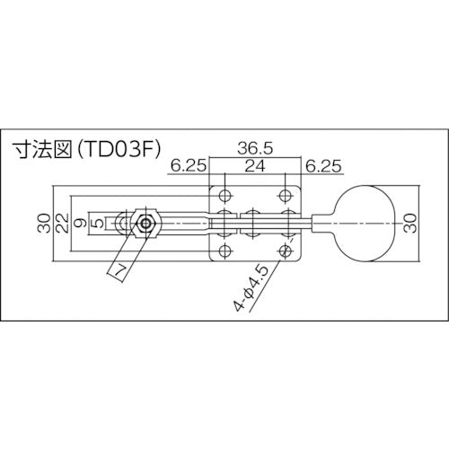 Super Downward Pressing Toggle Clamp (Horizontal Handle Type) Total Length: 112mm Clamping Force: 0.3kN Flange Base TD03F 1 pc