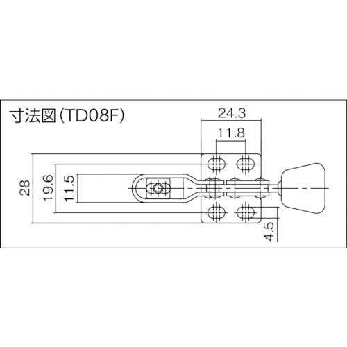 슈퍼 하향 누름형 토글 클램프(수평 핸들식) 전장:78mm 체결력:0.3kN 플랜지 베이스 TD08F 1개
