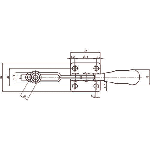スーパー 下方押え型トグルクランプ(水平ハンドル式)全長:142mm 締付力:0.9kN TDH350F 1 個