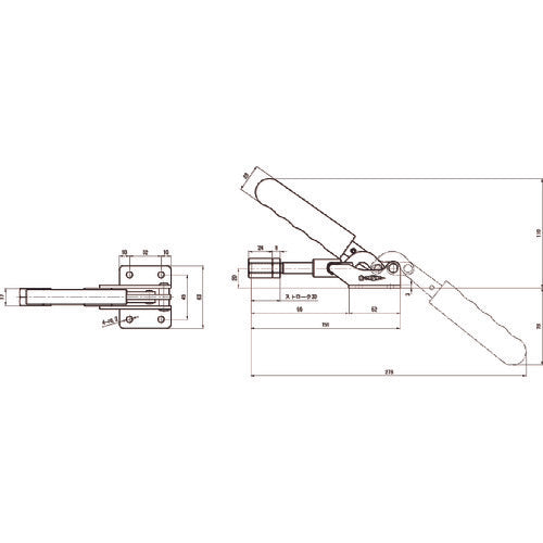 スーパー 横押し型トグルクランプ 全長:278mm 締付力:2kN TPA50F 1 個