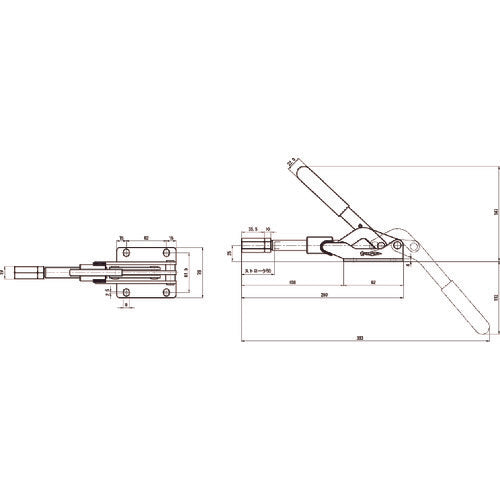 Super horizontal push toggle clamp Total length: 383mm Clamping force: 4.54kN TPB50F 1 pc
