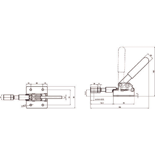 Super Horizontal Push Toggle Clamp Total Length: 194mm Clamping Force: 1.6kN TPBS51F 1 pc