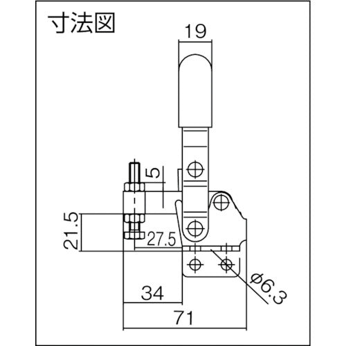 Super Downward Presser Toggle Clamp (Vertical Handle Type) Total Length: 128mm Clamping Force: 1kN Straight Base TDA40S 1 pc