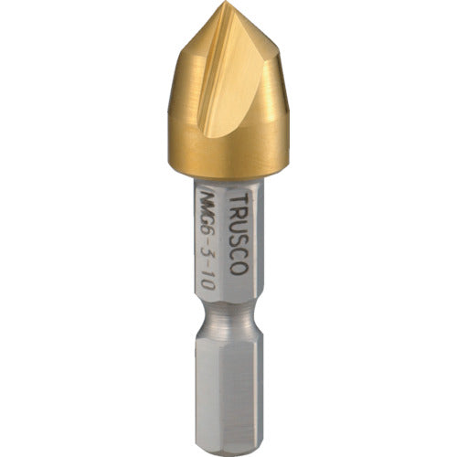 TRUSCO Hexagonal Shaft Nicemen G 3-Blade 10mm Titanium Coating NMG6-3-10 1 Piece