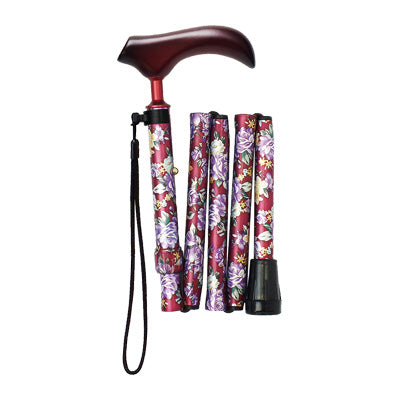 Folding walking stick "Tenohira" / AS-T16WE Wine/Floral pattern 1 piece