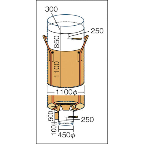 吉野 コンテナバッグ丸型 内袋付 排出口付 YS-CB-1000C-PE 1 個