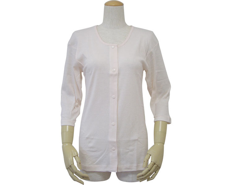 婦人前開き七分袖シャツ(プラスチックホック式) / 43261 M ピーチ 1 枚