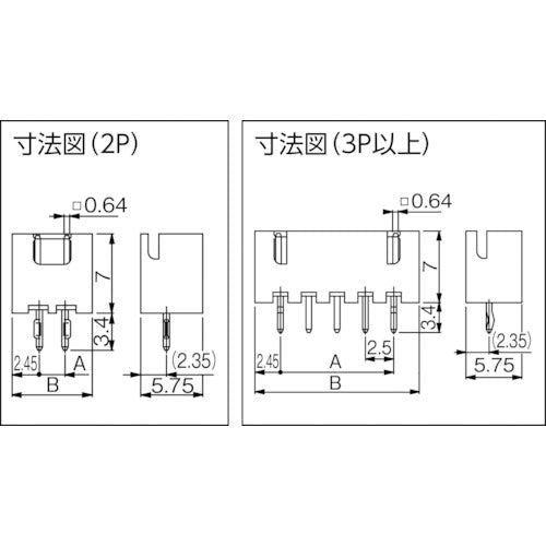 JST XHコネクタ用ベースピン トップ型 (100個入) B5B-XH-A 1 袋