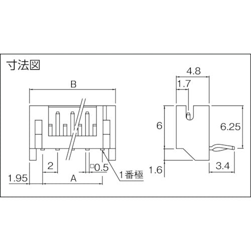 JST PH 커넥터용 베이스 핀 사이드형 100개들이 S10B-PH-KS 1봉