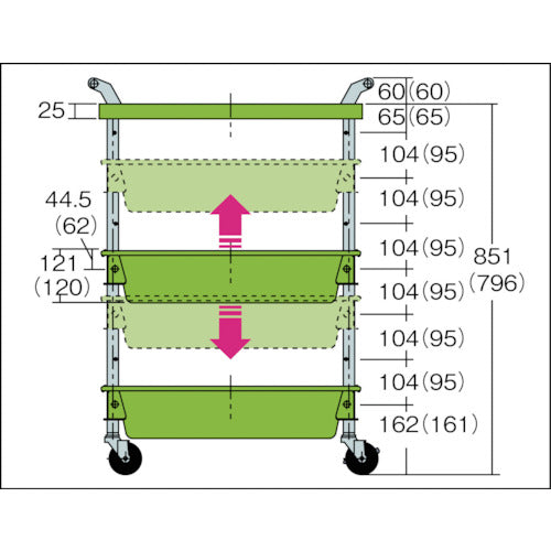 TRUSCO Tool Wagon Royal with Top 654 x 360 x 911 Depth 2 White TWR-202T-W 1 Unit