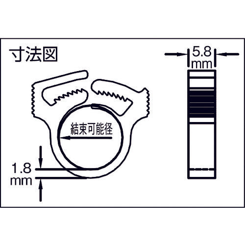 TRUSCO 스냅 클립 결속 가능 직경 13.5~15.1mm 100개입 SHW15 1봉