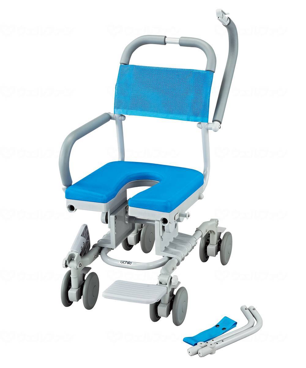 Uchie Shower Raku 4-Wheel Free-Folding O-Shaped Seat