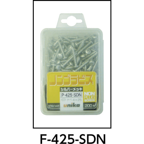 UNIKA Non-Plastic Screw, Silver, Flat Head, No B Drill, F-670SDN (30 Pieces) F-670-SDN 1 PK
