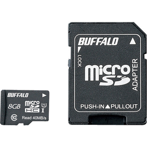 BAFFALO UHS−I Class1 microSDHCカード SD変換アダプター付 8GB RMSD-008GU1SA 1 個