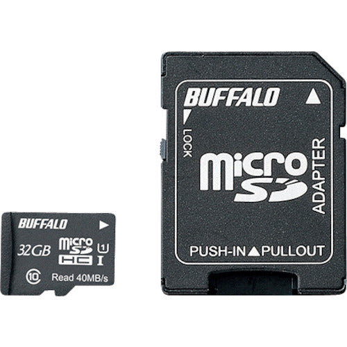 BAFFALO UHS-I Class1 microSDHC 카드 SD 변환 어댑터 부착 32GB RMSD-032GU1SA 1개