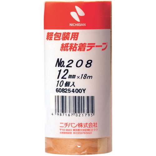 ニチバン 紙粘着テープ208H−12 12mmX18m(10巻入り) 208H-12 1 PK