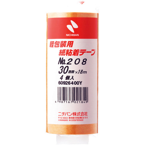 ニチバン 紙粘着テープ208H−30 30mmX18m(4巻入り) 208H-30 1 PK