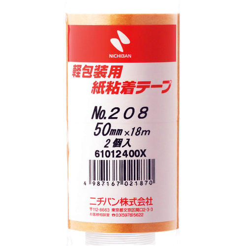 ニチバン 紙粘着テープ208H−50 50mmX18m(2巻入り) 208H-50 1 PK