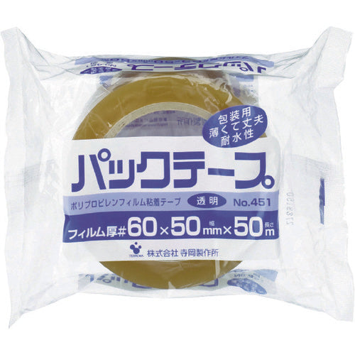 TERAOKA パックテープ NO.451 #60 クリーム 50mmX50M 451 C-60-50X50 1 巻