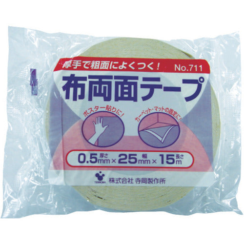 TERAOKA Cloth Double-Sided Tape No. 711 25mm x 25m 711 25X25 1 Roll