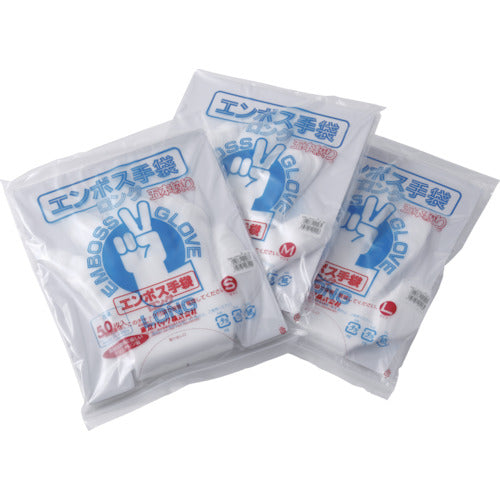 Tokyo Pack Embossed Gloves Long Five-strand Clear L (50 pieces) EL45L 1 bag