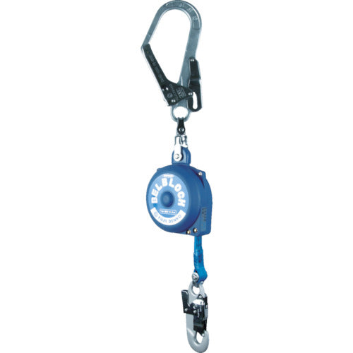 TSUYORON Belt-winding fall prevention device Bell block No shock absorber 3.5m Large upper hook and pull rope included BB-35-SN-90ST-BX 1 unit