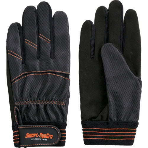 Fuji Glove Artificial Leather Gloves (Velcro Cuff Type) SC-706 Smart Synchro Black L 7719 1 Pair