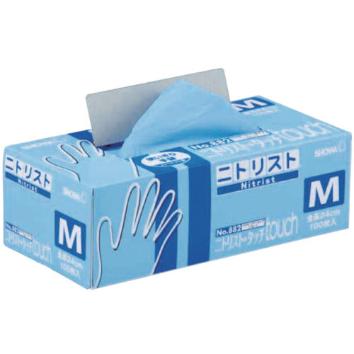 SHOWA ニトリルゴム使い捨て手袋 No882 ニトリスト・タッチ100枚入 Lサイズ NO882-L 1 箱