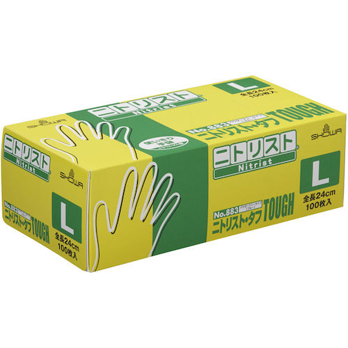 SHOWA ニトリルゴム使い捨て手袋 No883 ニトリスト・タフ100枚入 Lサイズ NO883-L 1 箱
