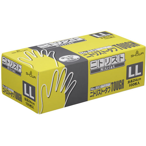 SHOWA ニトリルゴム使い捨て手袋 No883 ニトリスト・タフ100枚入 LLサイズ NO883-LL 1 箱