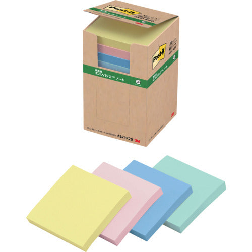 3M Post-it 75X75mm 100 sheets x 12 pads 4 mixed colors 6541-K20 1 box