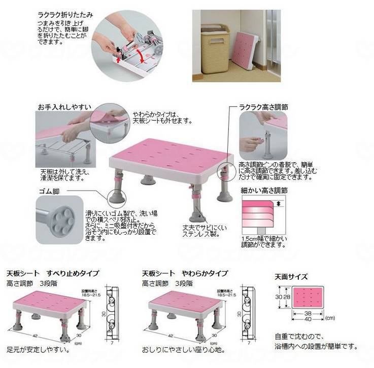 リッチェル折りたたみ浴そう台パタピタくんやわらか ピンク