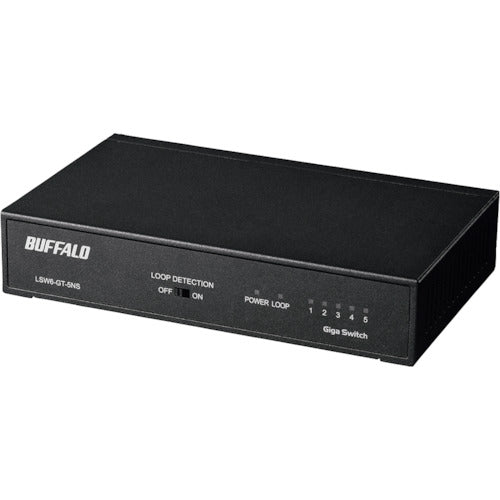 BAFFALO Giga 5ポート スイッチングハブ 電源内蔵 金属筐体 マグネット付 ブラック LSW6-GT-5NS/BK 1 個