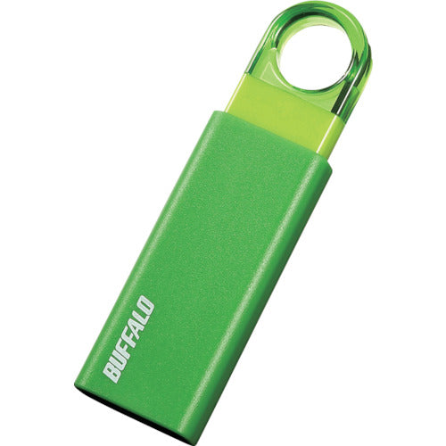 BAFFALO Knock Slide USB3.1 (Gen1)/USB3.0 compatible USB memory with auto-return mechanism, 16GB, green, RUF3-KS16GA-GR, 1 unit