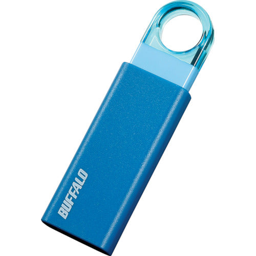 BAFFALO Knock Slide USB3.1 (Gen1)/USB3.0 compatible USB memory with auto-return mechanism, 16GB, blue, RUF3-KS16GA-BL, 1 unit