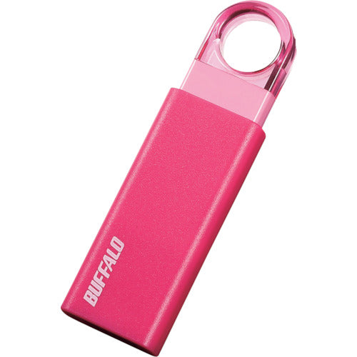 BAFFALO Knock Slide USB3.1 (Gen1)/USB3.0 compatible USB memory with auto-return mechanism, 32GB, pink, RUF3-KS32GA-PK, 1 unit