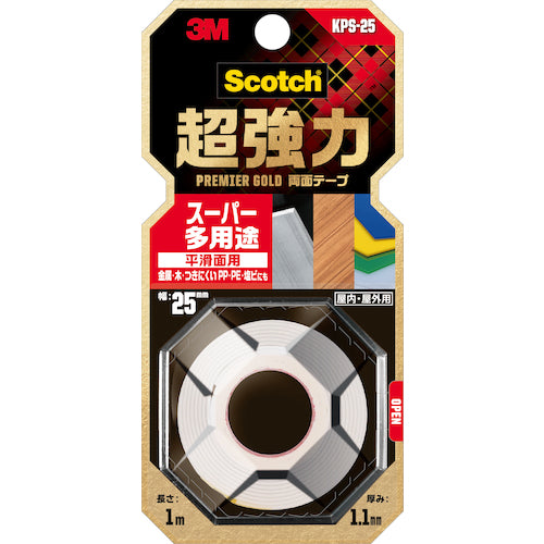3M スコッチ 超強力両面テープ プレミアゴールド スーパー多用途 25mm×1m KPS-25 1 巻