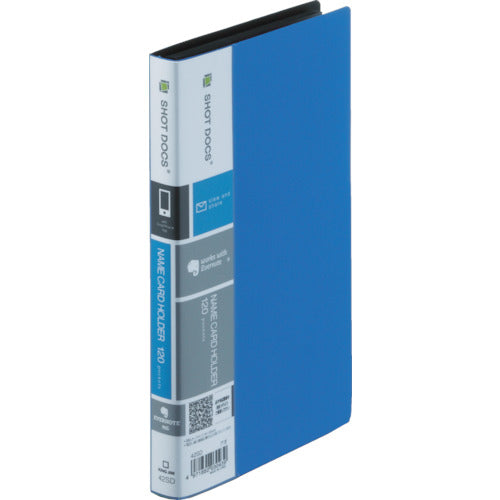 KING JIM Shot Docks Business Card Holder, 1 row, 3 columns, blue, 120 pockets, 42SD-B, 1 pack