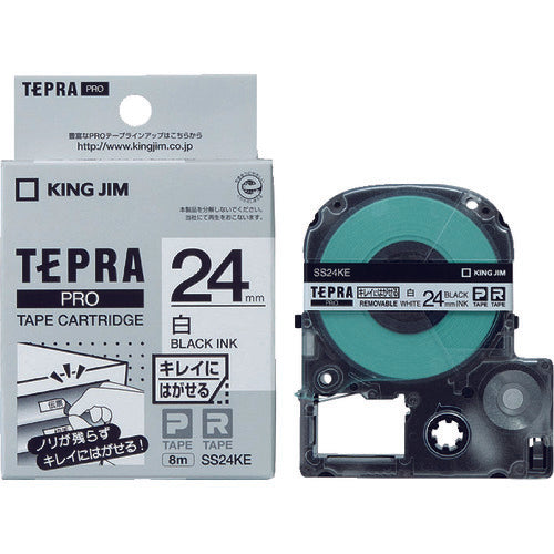 KING JIM 【순정】 “테프라” PRO 테이프 24 mm 깨끗하게 벗기는 라벨/흰색 라벨/흑자 길이 8 m