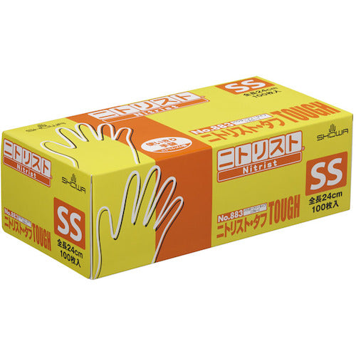SHOWA ニトリルゴム使い捨て手袋 No883 ニトリスト・タフ100枚入 SSサイズ NO883-SS 1 箱