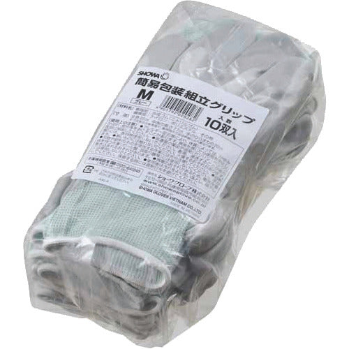 SHOWA 니트릴 고무 등받이 장갑 정리 구입 간이 포장 조립 그립 10 쌍입 그레이 LL사이즈 NO370-LL10P 1봉