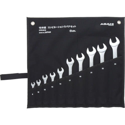 ASH 콤비네이션 스패너 10개 세트 JIS8-24mm(패널 타입) CPS1010 1 S
