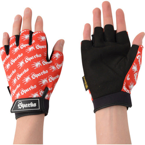 Kawanishi Synthetic Leather Gloves Sparks Fingerless Red 2958R 1 Pair