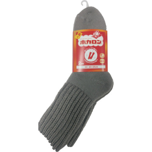 レンフロ 婦人ホカロン 総パイルアクリル無地クルー グレー(2足入) HKCLD17TP94 1 束