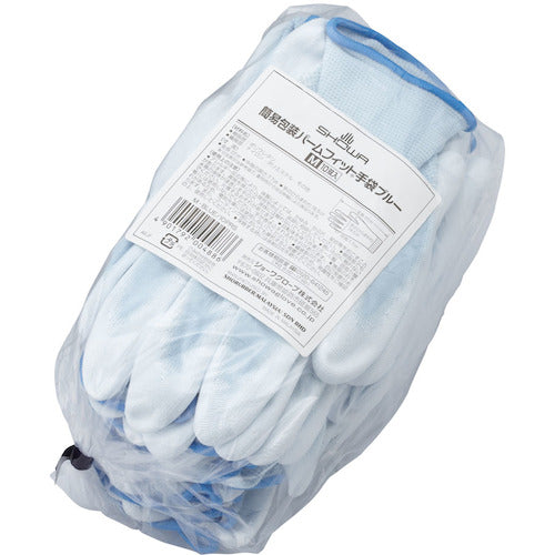 SHOWA Urethane Backless Gloves B0500 Bulk Purchase Simple Packaging Palm Fit Gloves 10 Pairs Blue Medium Size B0500-MBL10P 1 Bag