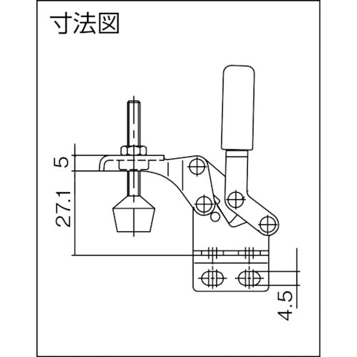 Super Downward Presser Toggle Clamp (Vertical Handle Type) Total Length: 75mm Clamping Force: 0.3kN TD09S 1 pc