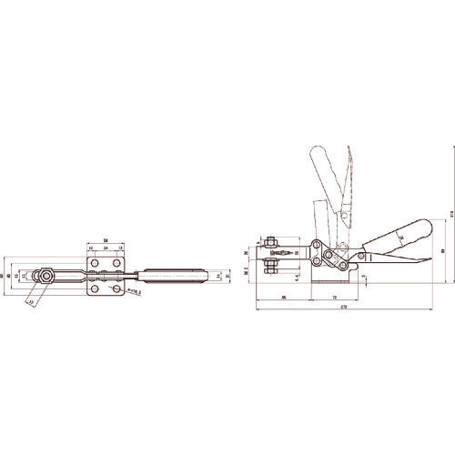 Super Downward Pressing Toggle Clamp (Horizontal Handle Type) Total Length: 272mm Clamping Force: 3kN TDKL38F 1 pc
