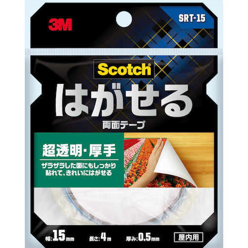 3M 스카치 벗기는 양면 테이프 초투명 두꺼운 타입 15mm×4m SRT-15 1권
