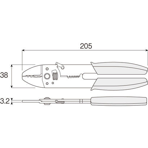 HOZAN 圧着工具 205mm P-704 1 丁