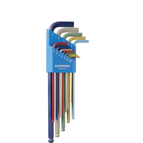 BONDHUS 컬러 가드 L-렌치 엑스트라 롱 인치 세트 13개 세트(0.050-3/8) BLX13XLCG 1 S